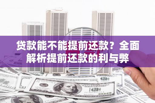 庐阳贷款能不能提前还款？全面解析提前还款的利与弊