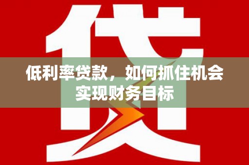 庐阳低利率贷款，如何抓住机会实现财务目标