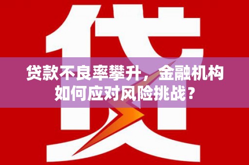 庐阳贷款不良率攀升，金融机构如何应对风险挑战？