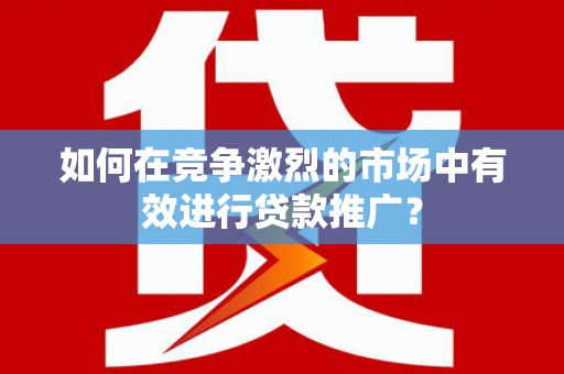 庐阳如何在竞争激烈的市场中有效进行贷款推广？