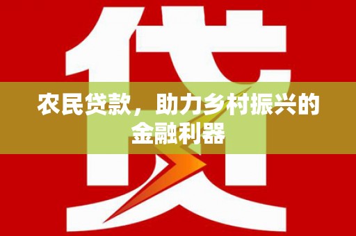 庐阳农民贷款，助力乡村振兴的金融利器
