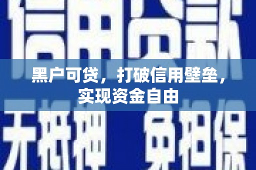 庐阳黑户可贷，打破信用壁垒，实现资金自由