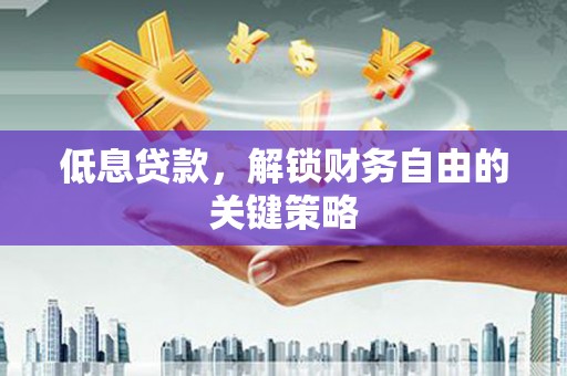 庐阳低息贷款，解锁财务自由的关键策略