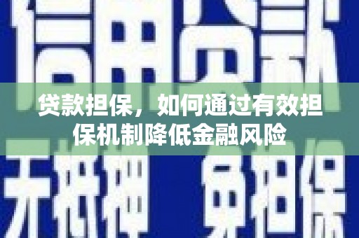 庐阳贷款担保，如何通过有效担保机制降低金融风险